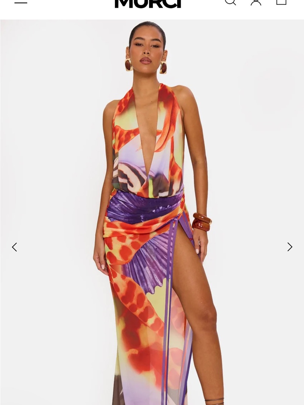 Deep V Multicolor Halter Maxi Dress